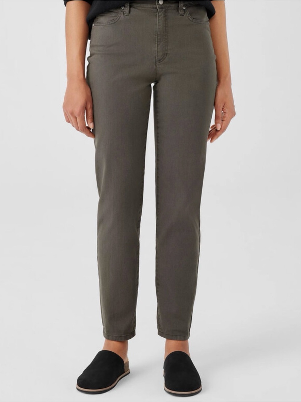 Eileen Fisher | Jeans | Olive Drab | Slim Straight Leg | 98% Organic Cotton | L